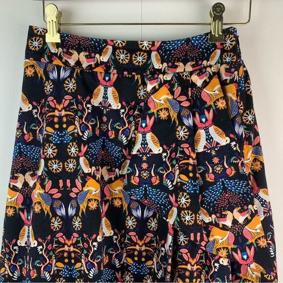 Anthropologie Eva Franco Whimsy Woodland Flora Fauna Pattern Midi Skirt Size 4 - Picture 4 of 12